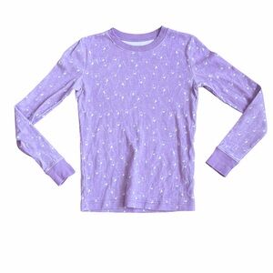 LL BEAN Kids sz 14 Lavender Long Sleeve Shirt, Organic Cotton, bear pattern.
